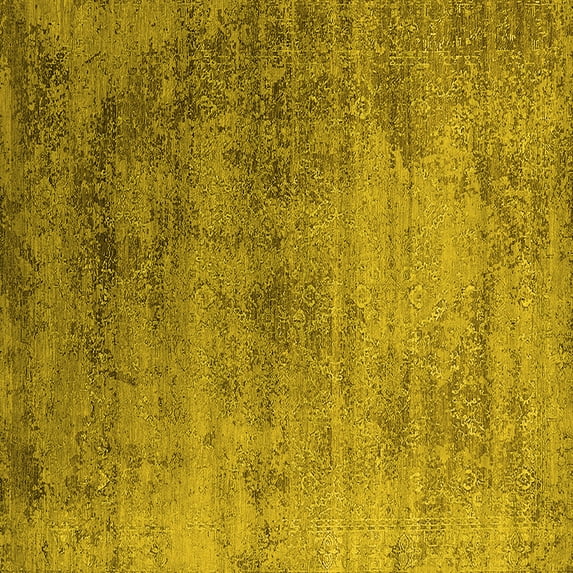 Ahgly Company Machine Washable Indoor Square Oriental Yellow Industrial Area Rugs, 3' Square