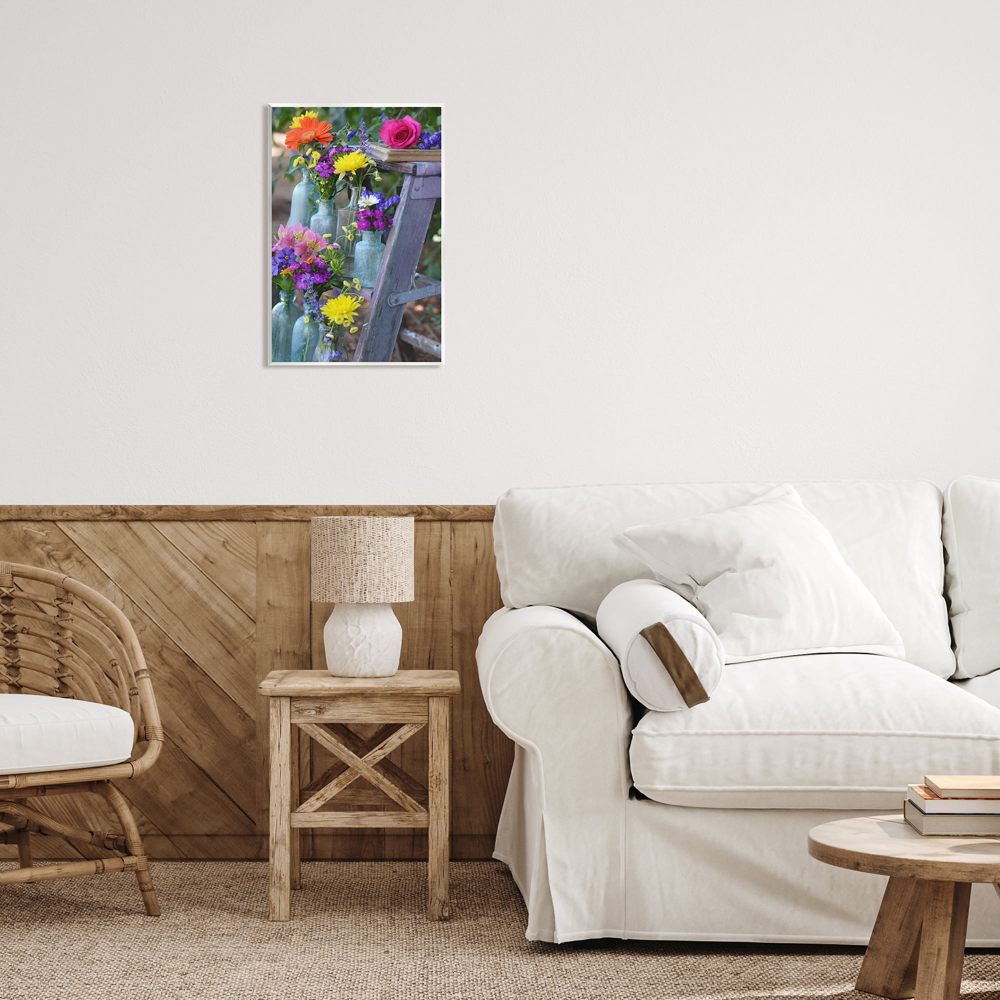 Stupell Industries Florals on Country Ladder Botanical & Floral Photography Unframed Art Print Wall Art, 13 x 19