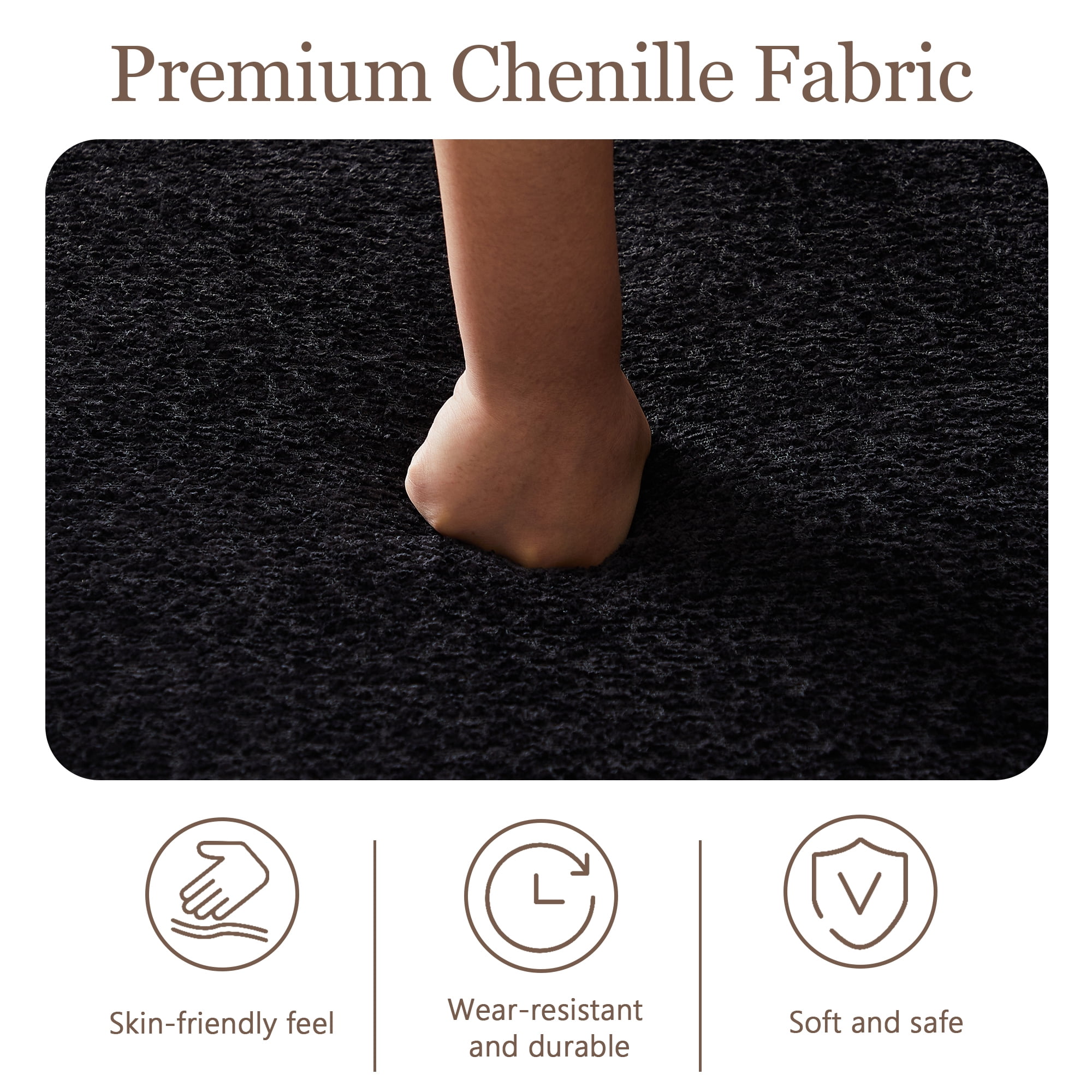 78.9inch Convertible Sleeper Sofa,Chenille Folding Mattress Sofa with DIY Removable Armrests,Floor Standing Lounge Sofa for Living Room Bedroom Small Space,Black