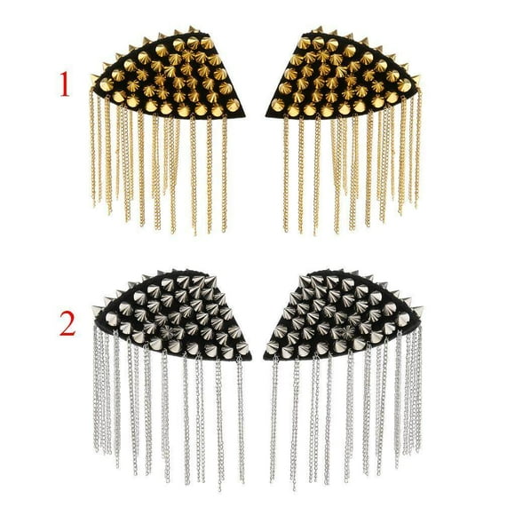 pitrice 1 Pair of Rivet Tassel Chain boards tassels Epaulet shoulder epaulets Fashion Shoulder shoulder epaulets shoulder boards Boards Badge Gold