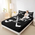 thumbnail image 4 of Homewish Hockey Black White King 4-Piece Reversible Boys Kids Ball Sport Lover Sheet Set, 4 of 7