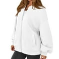 thumbnail image 7 of Zip Up Sweatshirt Women No Hood Long Sleeve Jacket Collar With Pockets Casual Loose Streetwear Athletic Sweatshirts White S, 7 of 7