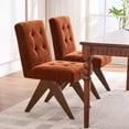 thumbnail image 3 of Kidol & Shellder Modern Upholstered Dining Chairs Set of 2 Tufted Armless Kitchen Chairs with Linen Fabric & Wooden Legs,Caramel, 3 of 9