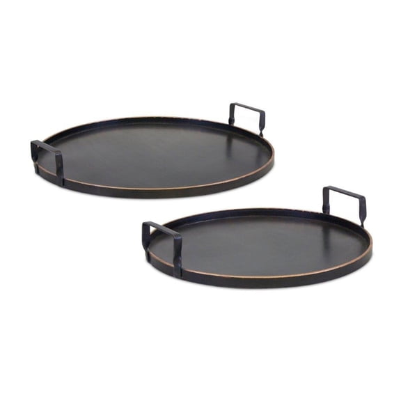Home Decorative Tray (Set of 2) 15"D, 20"D Metal