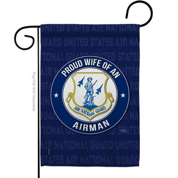 Breeze Decor G158606-BO Air Force Proud Wife Airman Garden Flag Armed Forces National Guard 13 x 18.5 in. Double-Sided Decorative Vertical Flags for House Decoration Banner Yard Gift