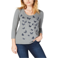 thumbnail image 1 of Lucky Brand - Camiseta con gráfico de mariposa para mujer, gris, mediana Lucky Brand Camiseta gráfica, 1 of 2