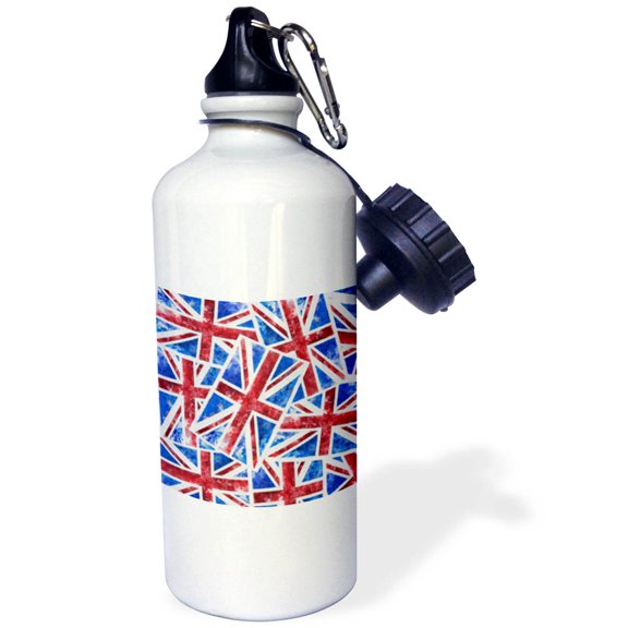 3dRose, Collage Of British Union Jack Flag, Flip Straw 21oz Water Bottle