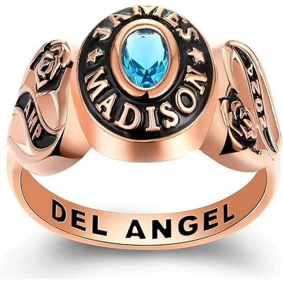 Ccjcinata 925 Sterling Silver Class Rings Cubic Zirconia Birthstone Rings Class Rings for Women High School Personalized Custom Rings Women's Class Rings Size 5-15 College Rings for Women