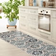 thumbnail image 4 of 8' Ivory Blue And Gray Floral Stain Resistant Runner Rug, 4 of 4