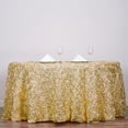 thumbnail image 2 of BalsaCircle 132" Raised Round Satin Tablecloth Rosette Floral Kitchen Dinner Champagne, 2 of 5