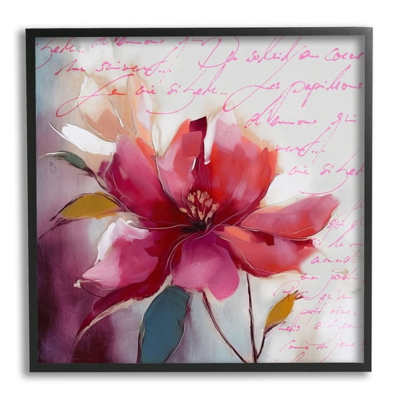 Stupell Industries Red Vintage Bloom Botanical & Floral Painting Black Framed Art Print Wall Art, 12 x 12
