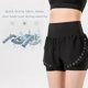 thumbnail image 5 of Pantalones cortos deportivos 2 en 1 para mujer, estampado de cintura alta, secado rápido, transpirab Abanopi Pantalones cortos deportivos para mujer, 5 of 7
