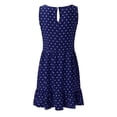 thumbnail image 3 of Uhndy Women Summer Sexy Polka Dot Casual O Neck Sleeveless Beach Plus Size Dress Navy blue XXL, 3 of 5