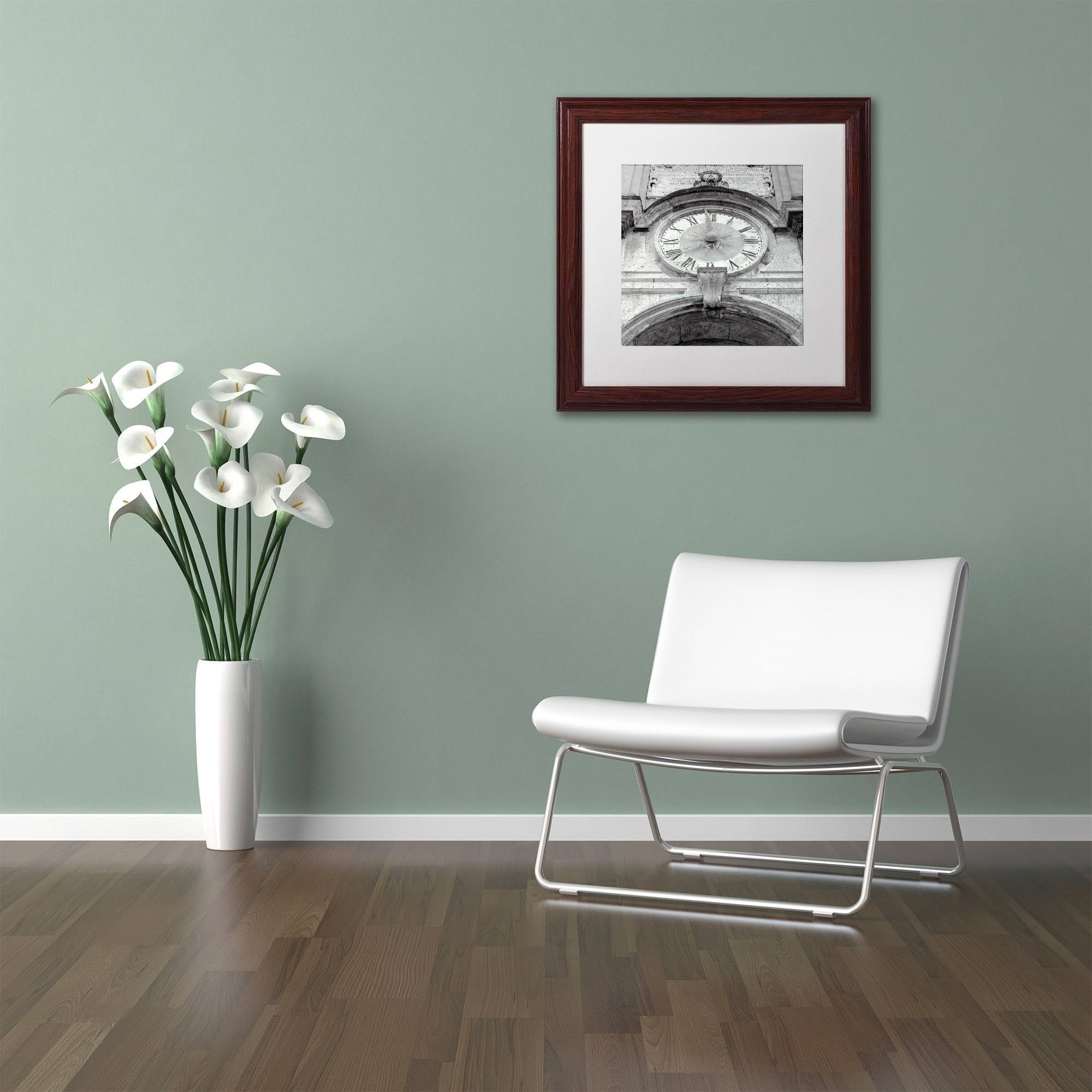 Trademark Fine Art "Il Grande Ororlogio I" Canvas Art by Alan Blaustein, White Matte, Wood Frame