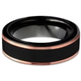 thumbnail image 2 of P. Manoukian Tungsten Wedding Band Ring 4mm for Men Women Black & 18K Rose Gold Plated Stepped Edge Polished Lifetime Guarantee Size 10.5, 2 of 4