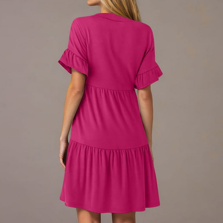 women's midi a line dress Women's Relaxed Linen V-Neck Dress main image 0
