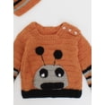 thumbnail image 4 of Woonie Handmade Full Sleeves Tentrical Design Sweater With Striped Sleeves & Cap-Brown, 4 of 5