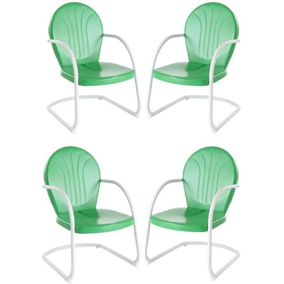 Home Square Griffith 4 Piece Metal Patio Chair Set in Grasshopper Green
