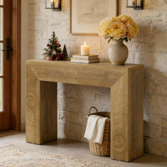 Finmind 43.3" Entryway Console Table, Farmhouse Wooden Sofa Table Behind Couch