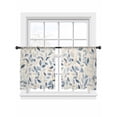 thumbnail image 2 of Blue Botanical Semi Sheer Curtains 45 Inch Length 2 Panels Set, Farmhouse Spring Summer Plant Sheer Kitchen Curtain Privacy Voile Window Curtain for Living Room Bedroom Rod Pocket Drapes, 2 of 7