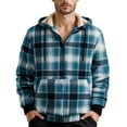 thumbnail image 5 of Mens Heavy Thick Hoodie Sherpa Lined Flannel Jacket Plaid Full Zip Winter Warm Fleece Coat 2025 Trendy Shirt, 5 of 5