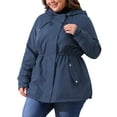 thumbnail image 2 of DARING DIVA Women's Plus Size Lightweight Waterproof Hooded Windbreaker Coat 1X Navy Blue, 2 of 6