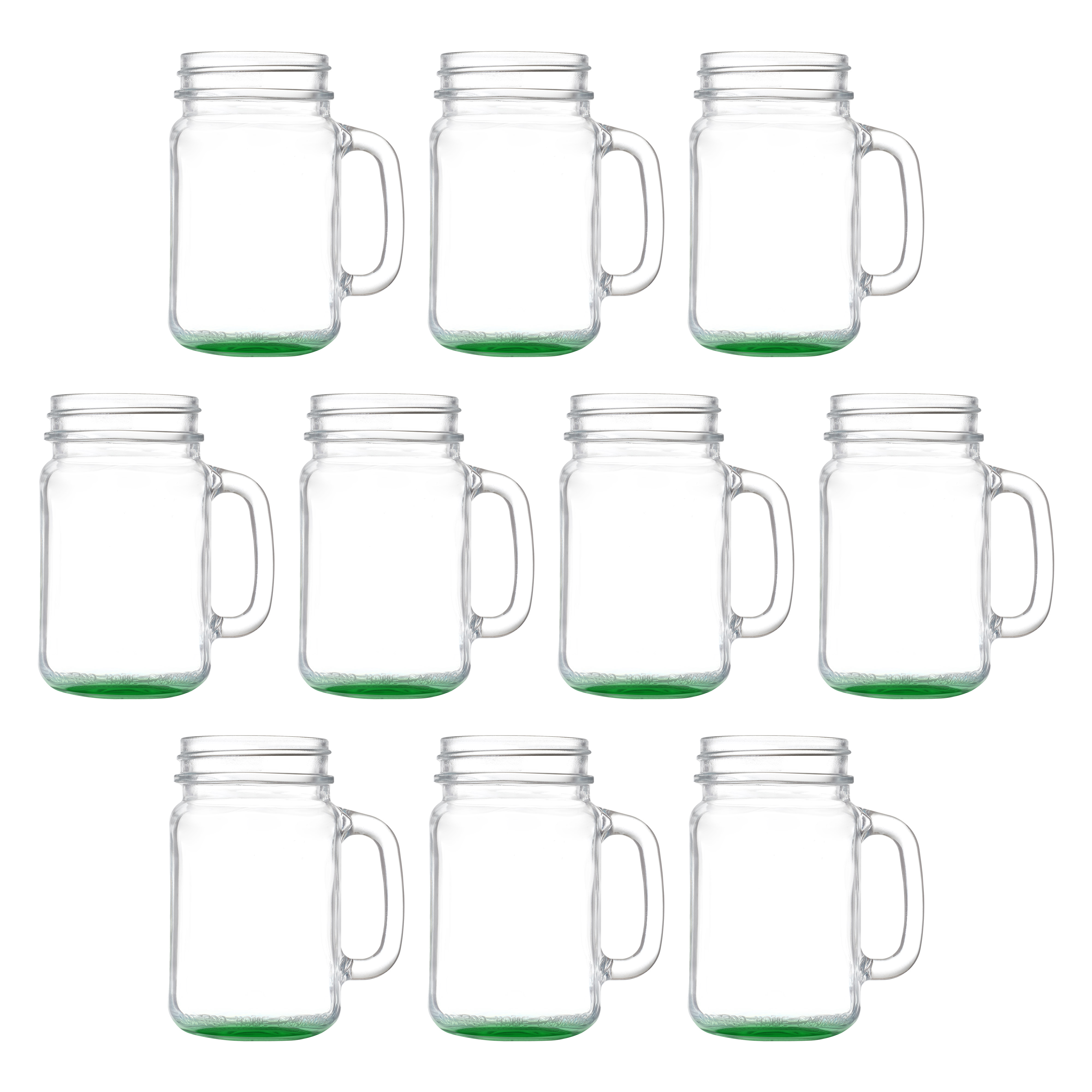 Glass Mason Jar 4 Pc Set 15.5 Oz w/Straw With Handles Assorted Colored