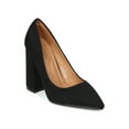 thumbnail image 1 of New Women Faux Suede Pointy Toe Embroidered Block Heel Pump - 17932 By DbDk, 1 of 6