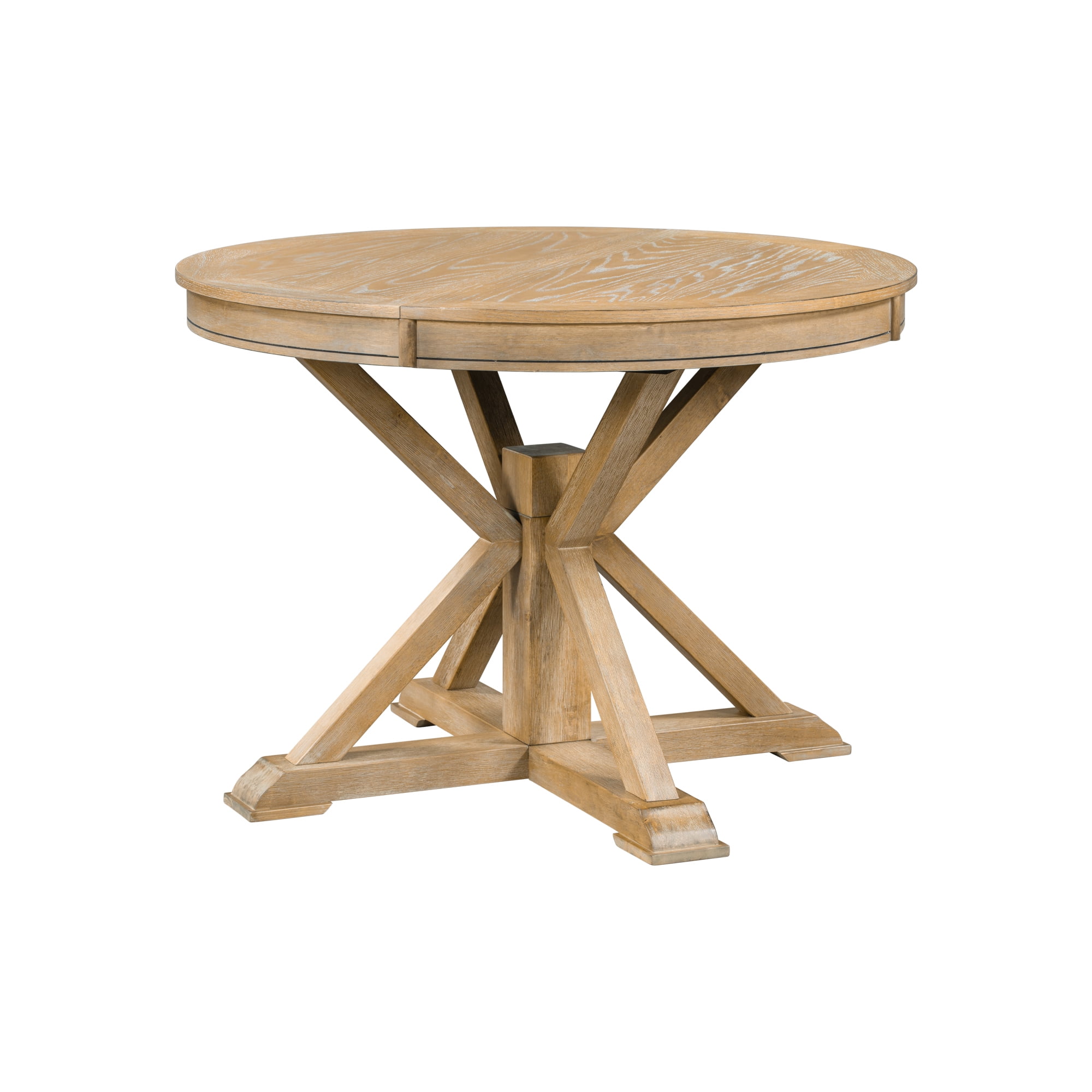 Aukfa Extendable Dining Table for 6, 42"-54" Round Kitchen Table with Butterfly Leaf for Dining Room/Living Room, Natural Wood