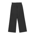 thumbnail image 3 of LLYwey Wide Leg Pants Girls Tie Front Elastic Waist Flowy Beach Pants Kids Cute Solid Color High Waisted Comfy Casual Loose Trousers with Pockets, Black, 12T, 3 of 8