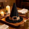 thumbnail image 4 of Halloween Decor Witch Hats Woven Rattan Plastic Tabletop Decor for Porch Entryway Mantel Black, 4 of 7
