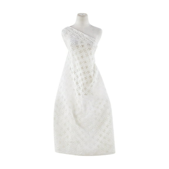 Zelouf You Mosaic Flower With Metallic Dot  , Sewing, DIY, Crafts Fabric by the Yard, Ivory/sil, 3 Yard