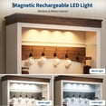 thumbnail image 3 of Coffee Bar Cabinet with LED Light, 72" Tall Farmhouse Coffee Bar Hutch with Storage, Sideboard Buffet Cabinet with Microwave Stand/Glass Shelf/6 Hooks/3 Drawers for Kitchen Living Dining Room, White, 3 of 8