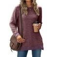 thumbnail image 6 of Womens Long Sleeve Tops with 2 Front Pockets Colorblock Casual Crew Neck Tshirts Loose Fit Spring Fall Clothes (XL, Wine), 6 of 6