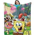 thumbnail image 1 of Couverture en Flanelle Impression Numérique Couverture de Sofa Dessin Animé Spongebob, 1 of 1
