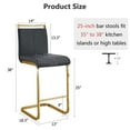 thumbnail image 6 of Lecut Modern Counter Height Bar Stools Set of 6, Leather Upholstered Bar Stools with Back and Gold Metal Frame,Bar Stools for Kitchen Island,Pub,Bar,(Black+Gold), 6 of 7