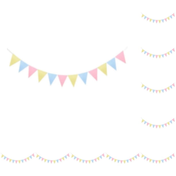 Advancent Guirnalda de banderines de tela de amplia aplicación y colores encantadores: cualquier celebración resistente y duradera amarillo amarillo rosa azul 10piezas