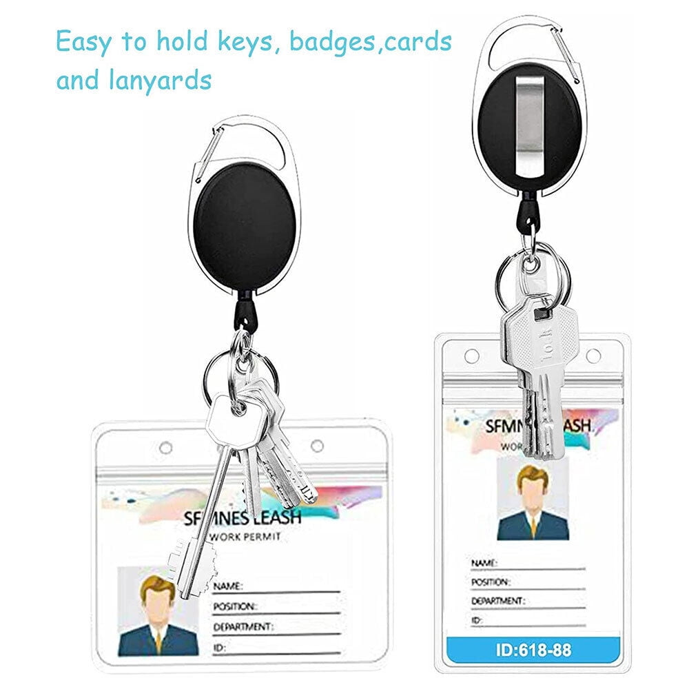 20 PCS Retractable Reel Clip Badge Holder ID Card Key Ring Carabiner US Stock