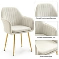 thumbnail image 6 of HOMHUM Accent Arm Chairs Upholstered Velvet Dining Chairs Set of 6, Golden Legs, Indoor, Beige, 6 of 7