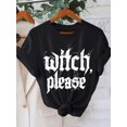 thumbnail image 1 of Halloween Witch Letter Print T-shirt, Short Sleeve Crew Neck Casual Top For Summer & Spring, Women's Clothing, 1 of 7
