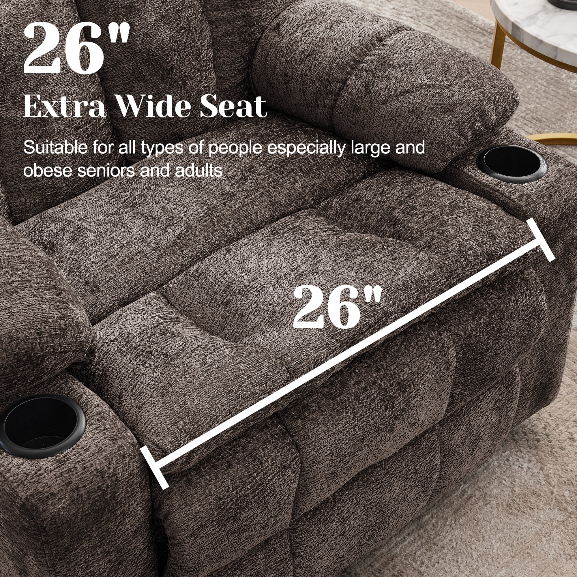 Korser Oversized Dual Motor Power Lift Recliner for Elderly with Adjustable Headrest,Massage Recliner Chair with USB Ports & Type C Electric Lift Chair with Storebox Cupholder for Living Room,Brown