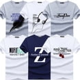 thumbnail image 1 of TEXIWAS-Camiseta ajustada con estampado de marca de moda para hombre, camiseta informal de cuello redondo, camisetas de algodón de talla grande M-5XL, 6 uds., 1 of 4