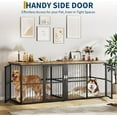 thumbnail image 3 of Litake 87 Inch Extra Large Double Dog Crate Furniture with Divider, Heavy Duty Kennel with 3 Lockable Doors, Wooden Indoor Pet House TV Stand for 2 Small Medium Large Dogs, Black, 3 of 8