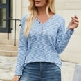 thumbnail image 2 of ZyeKqe Womens Long Sleeve Shirts Button up V Neck Top Soft Comfy Stretchy Slim Fitted Blouses, 2 of 6