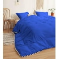 thumbnail image 4 of DNG Creations 3 Piece White Pom Pom Duvet Cover with Zipper Closure, 100% Egyptian Cotton, 800 Thread Cotton ( Oversized Queen - Solid Royal Blue ), 4 of 5