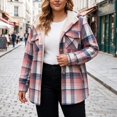 thumbnail image 4 of XUNKUSGA Jackets for Women Vintage Plaid Thickened Fleece Lined Hooded Shacket Women Casual Loose Long Sleeve Button Down Flannel Jacket Women Fall Winter Coat with Pockets, Size 2XL, 4 of 9