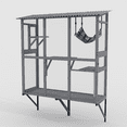 thumbnail image 7 of Large Walk-in Outdoor Catio for Cats, Window-Mounted Enclosure with Roof - Multi-Cat House, Weatherproof Shelter w/3 Access Doors, Removable Hammock & Scratching Post, Gray, 7 of 7
