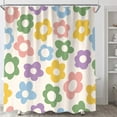 thumbnail image 3 of Cute Pastel Flower Shower Curtain, Boho Retro Floral 70S Aesthetic Fabric Shower Curtains Set for Girls Kids Bathroom Groovy Pink Floral Funky Decoration with Hooks 72 X 72 Inch Bath Decor, 3 of 6