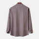 thumbnail image 4 of Top de camisa de lino y algodón de color sólido de manga larga con cuello levantado para otoño e invierno a la moda para hombre Pompotops  oipoqjl53227, 4 of 9