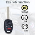 thumbnail image 5 of Key Fob Fits for Honda Accord 2008 2009 2010 2011 2012 (Sedan Only) / Pilot 2009 2010 2011 2012 2013 2014 2015 KR55WK49308 Remote Control Head Key Replacement 35118-TA0-A00 ID46, 5 of 6
